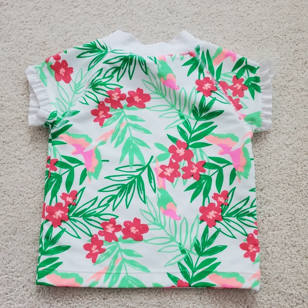 Janie and Jack Baby Girls' Tropical Rash Guard Swim Shirt 12-18m